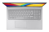 ASUS Vivobook 17 X1704VA-AU918W – taster og arbejdsflade set ovenfra; tastaturlayout illustrativt
