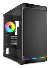 Sort Sharkoon MK4W RGB Strip med meshfront, lysstribe og glasside