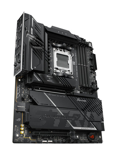 ASUS ROG STRIX X870E-H GAMING WIFI7 – ATX AM5 bundkort – skråt ovenfra