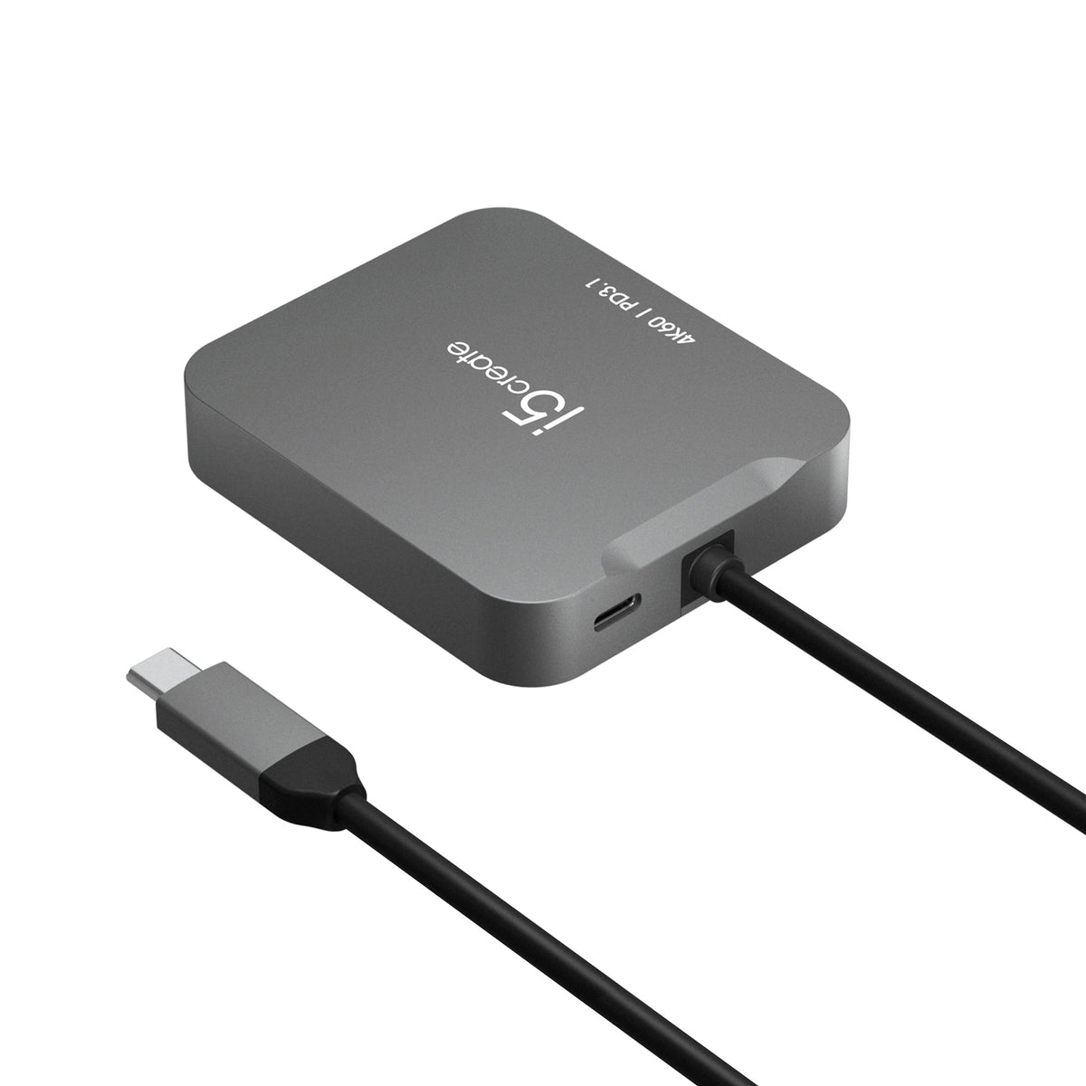 j5create JCD3191-N – 4K60 USB-C-rejseadapter – 10 Gbit/s – adapter fra modsatte side