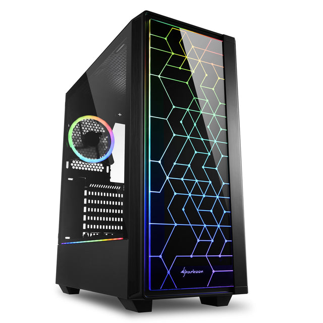 Sharkoon RGB LIT 100 tower case (black, front and side panel of tempered glass) Sharkoon