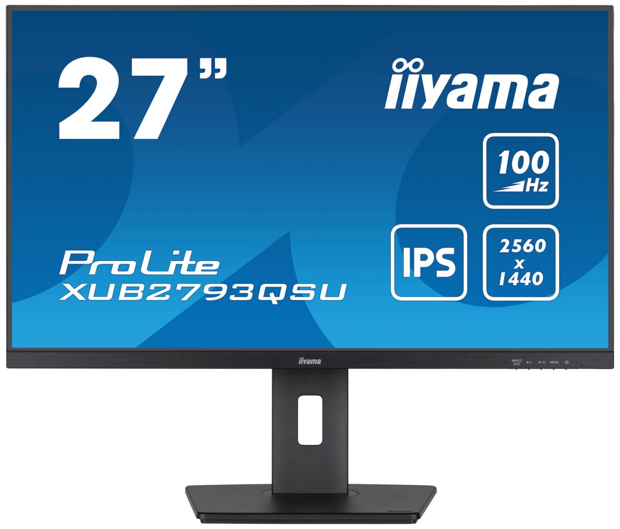 iiyama ProLite XUB2793QSU-B6 27 2560 x 1440 (2K) HDMI DisplayPort 100Hz Pivot Skærm Iiyama