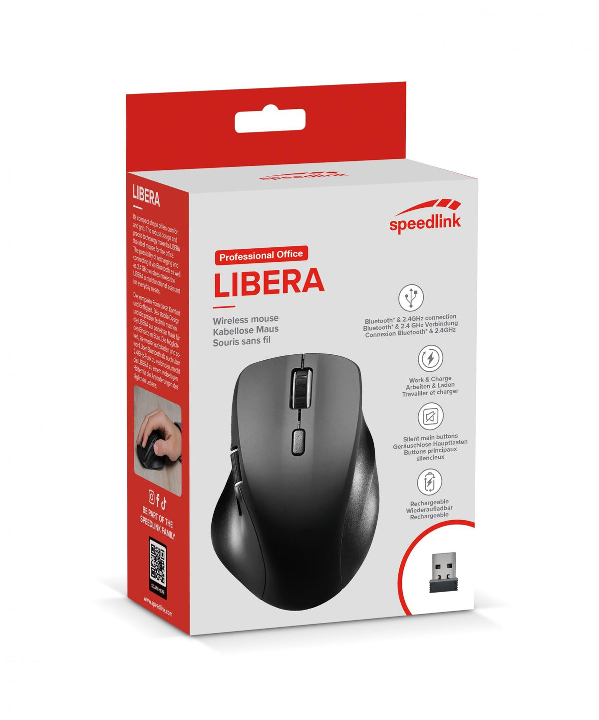 Speedlink - LIBERA Rechargeable & Wireless Mouse With Blueetooth - Black Speedlink