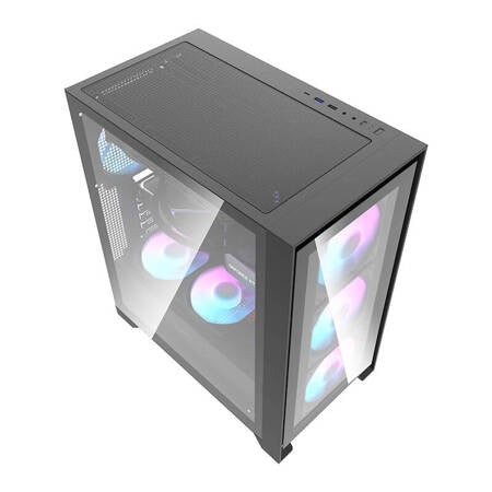 Computer kabinet Darkflash DRX70 GLASS + 4 RGB blæsere (sort) Darkflash