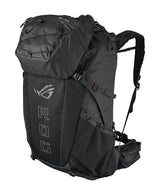 ASUS ROG Archer ErgoAir BP3800 – rygsækken skråt forfra med sidelomme og kompressionsrem