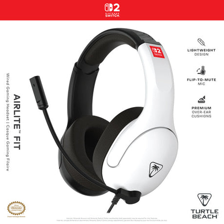 Turtle Beach Airlite Fit – Nintendo Switch 2 – Sort/hvid – emballagens front