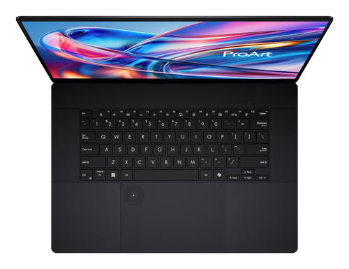 ASUS ProArt P16 H7606WW-SE028X Copilot+ PC – tastatur og arbejdsflade set ovenfra; layout på billedet er illustrativt