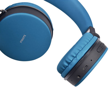 Foldbar on-ear BT headset, 3,5 mm, blå streetz