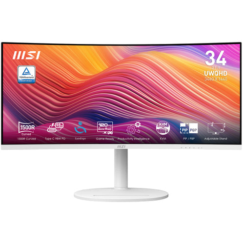 MSI Modern MD342CQPWDE – 34″ skærm, 3440 × 1440, 120 Hz, hvid