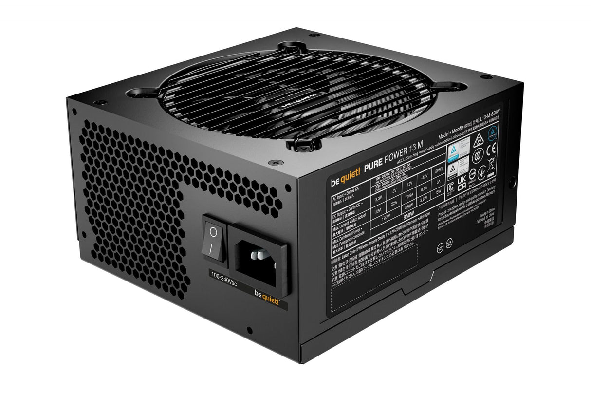 be quiet! Pure Power 13 M 850W, PC power supply black, 1x 12-pin high power GPU, 4x PCIe, cable management, 850 watts Be quiet