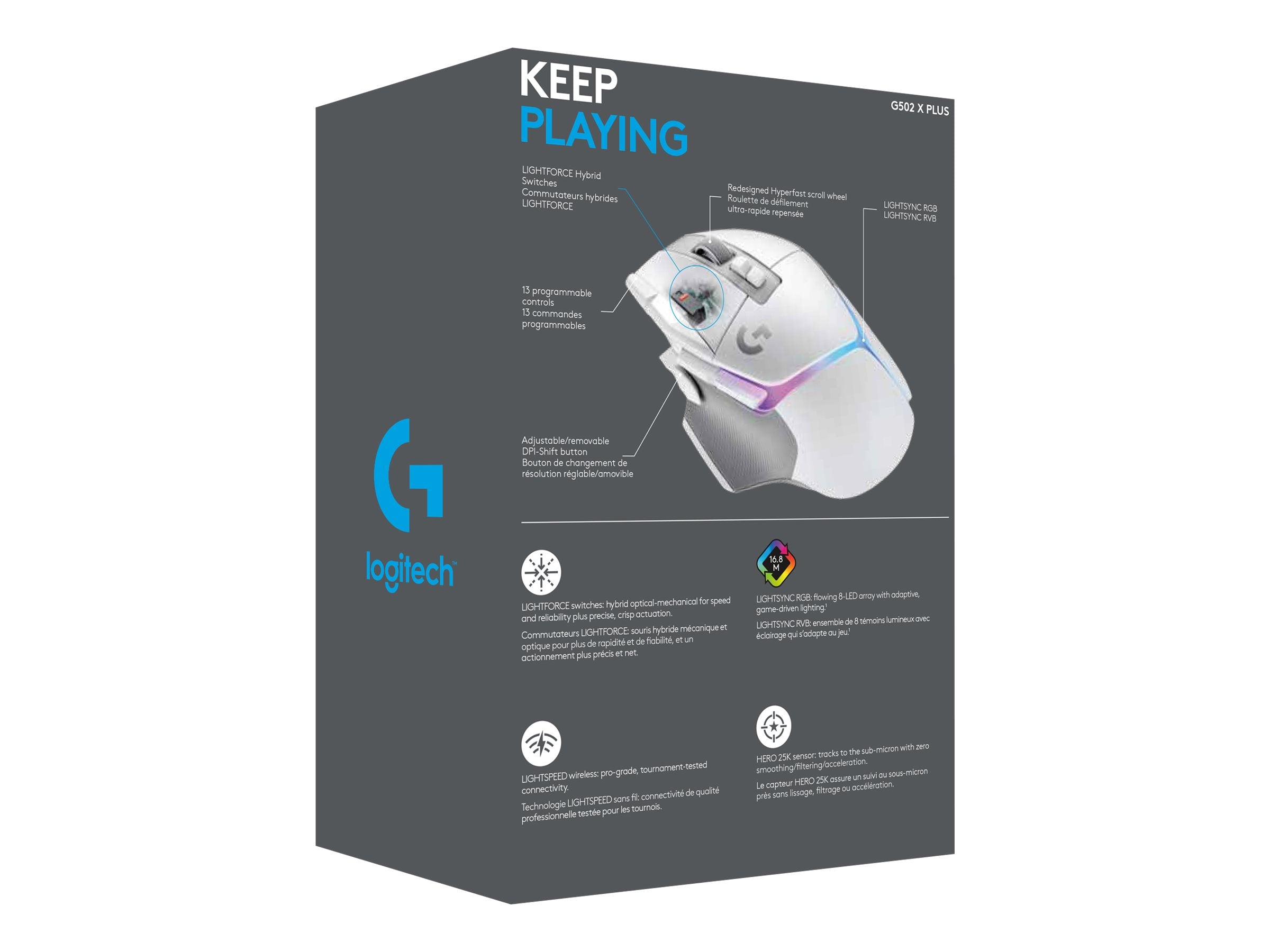 Logitech G G502 X PLUS Optisk Trådlös Vit
