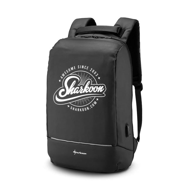 Sharkoon Backpack Black 16L Water-Repellent 600D Polyester USB Charging 7-Compartment Laptop Backpack Sharkoon