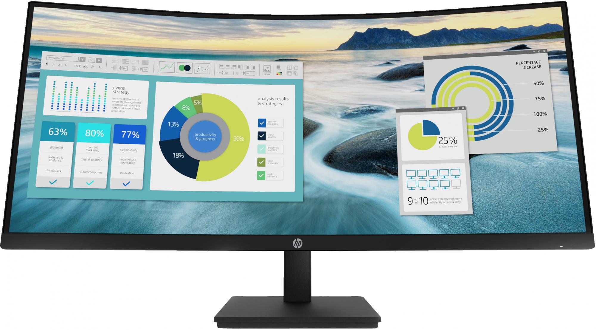 HP P34hc G4 34 3440 x 1440 (UltraWide) HDMI DisplayPort USB-C 60Hz  Dockingskærm Hewlett-Packard