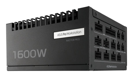 ASUS Pro WS 1600W Platinum – side og modulære kabelstik set skråt