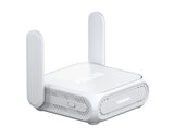 Hvid ASUS RT-BE58 Go rejserouter – set fra siden med antenner