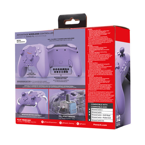 PowerA Advantage – Pokémon Ditto – Trådløs Switch 2-controller – emballage bagfra