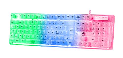 Deltaco - DK250 Membrantangentbord - Transparent - Regnbågs-LED