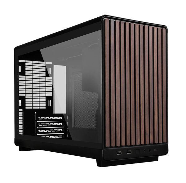 Lian Li A3-mATX-Wood edition, Sort, Walnut, glass panel