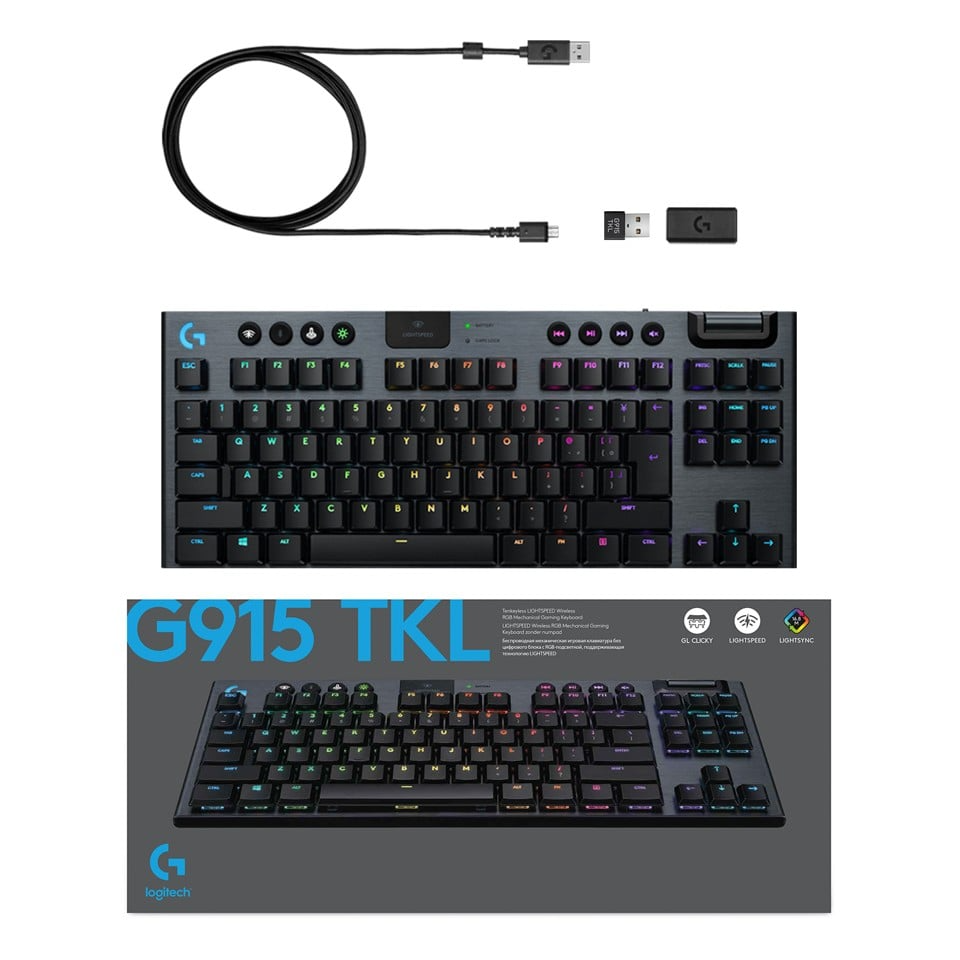 Logitech - G915 TKL Clicky Gaming Keyboard - Nordic Layout