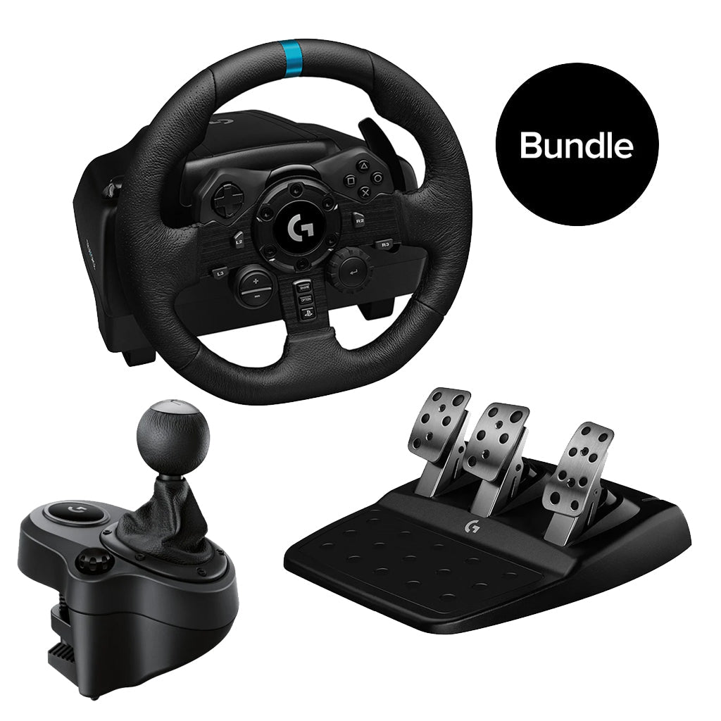 Logitech - G923 Racing Wheel and Pedals & Logitech - Driving Force Shifter for PS5, PS4 and PC - USB - Bundle Logitech