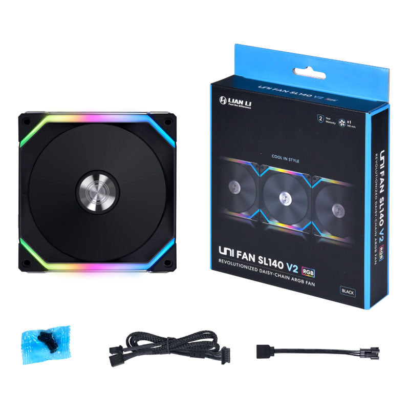 Lian Li UNI FAN SL V2 140 RGB PWM Fan, Black - 140 mm