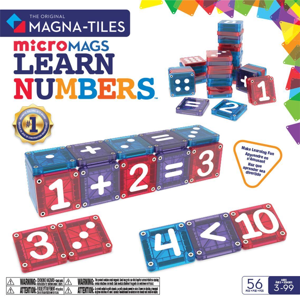 MAGNA-TILES® - Learn Numbers and Math - 56 microMAGS pieces (90464) Magna Tiles