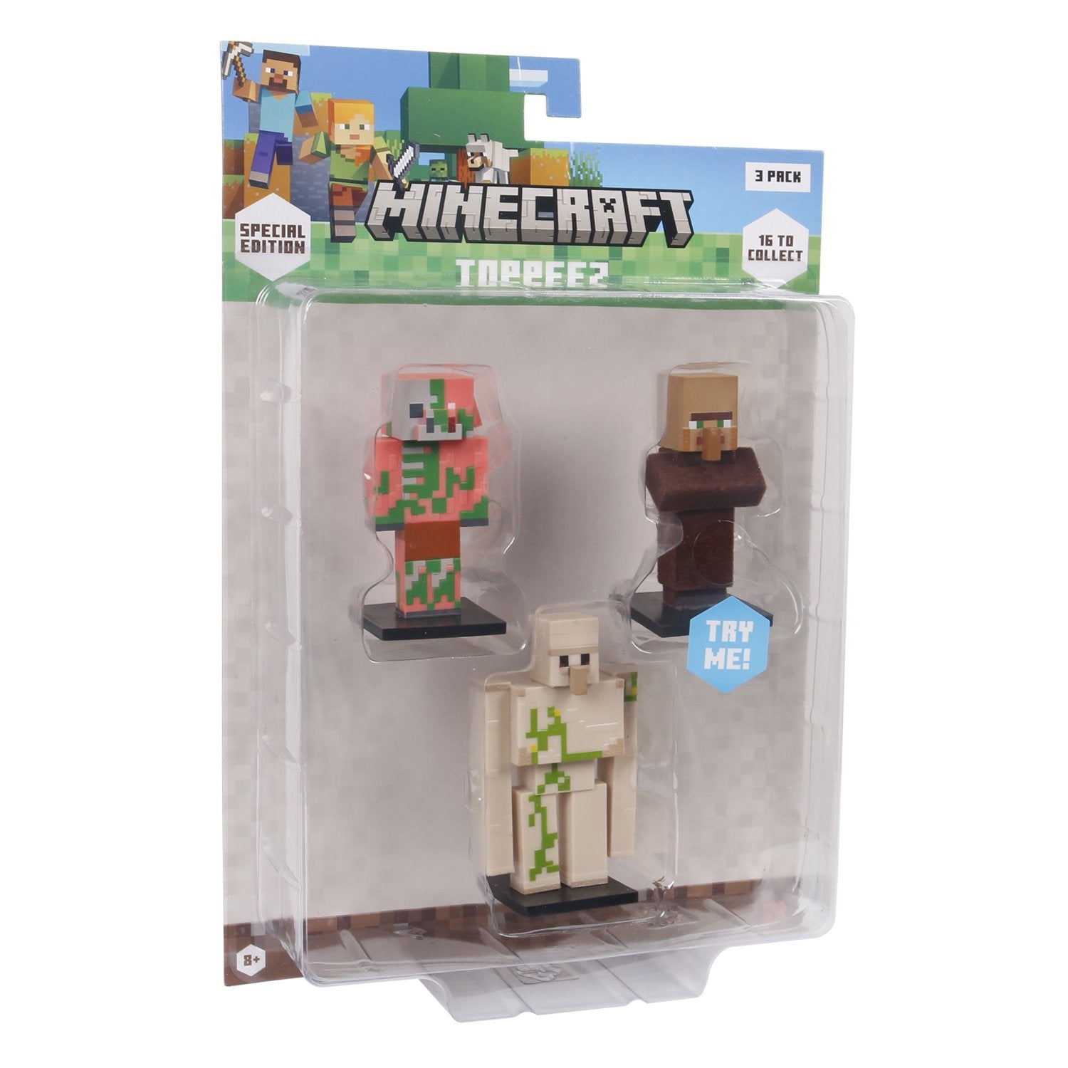 Minecraft - 3D Special Edition Figure 3 pack Blister - Zombie Pigman, Villager & Iron Golem Minecraft
