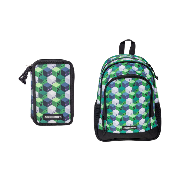Minecraft – Filled Double Decker + Medium Backpack 35x26x18 cm (bundle) Stor