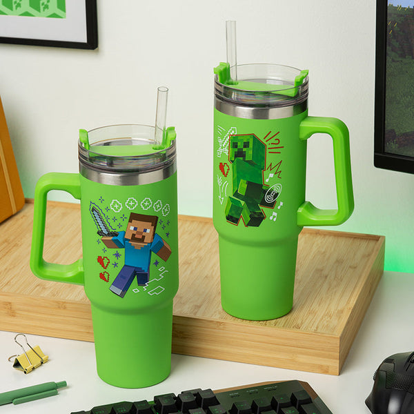 Minecraft Grön 900ml Multifunktionsmugg med Sugrör