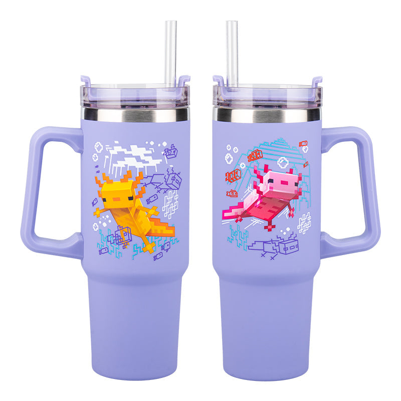 Minecraft Purple 900ml Insulated Cup and Straw Geekd