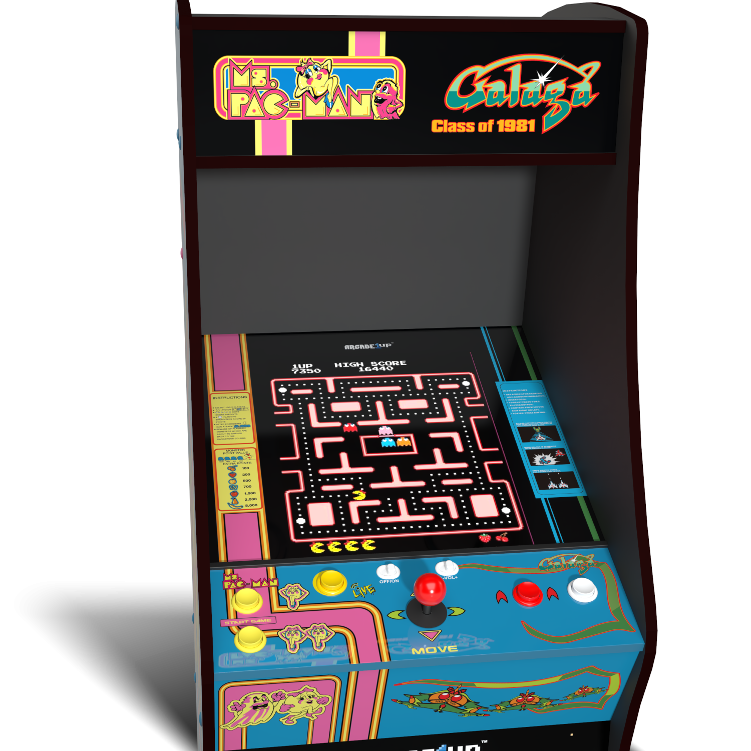 ARCADE 1 UP MS. PAC-MAN VS GALAGA CLASS OF 81 DELUXE ARCADE MACHINE