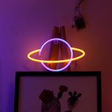 Planet Neon LED Lampe Blå Gul