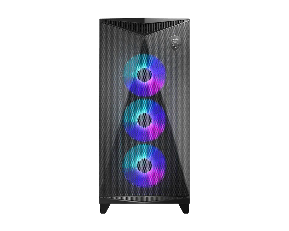 MSI MPG GUNGNIR 300R AIRFLOW – sort PC-kabinet – sort kabinet med monterede ARGB-blæsere