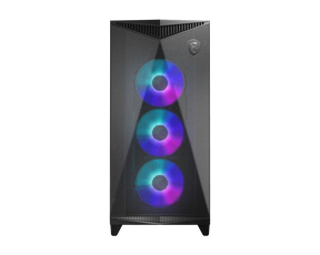 MSI MPG GUNGNIR 300R AIRFLOW – sort PC-kabinet – sort kabinet med monterede ARGB-blæsere