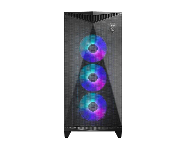 MSI MPG GUNGNIR 300R AIRFLOW – sort PC-kabinet – sort kabinet med monterede ARGB-blæsere