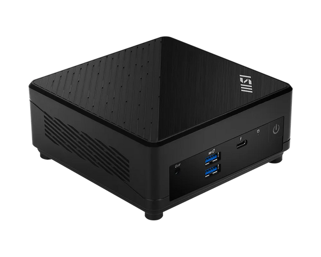 MSI Cubi 5 1M-469BDE – barebone, Intel Core 5 120U – Sort mini-PC set skråt forfra