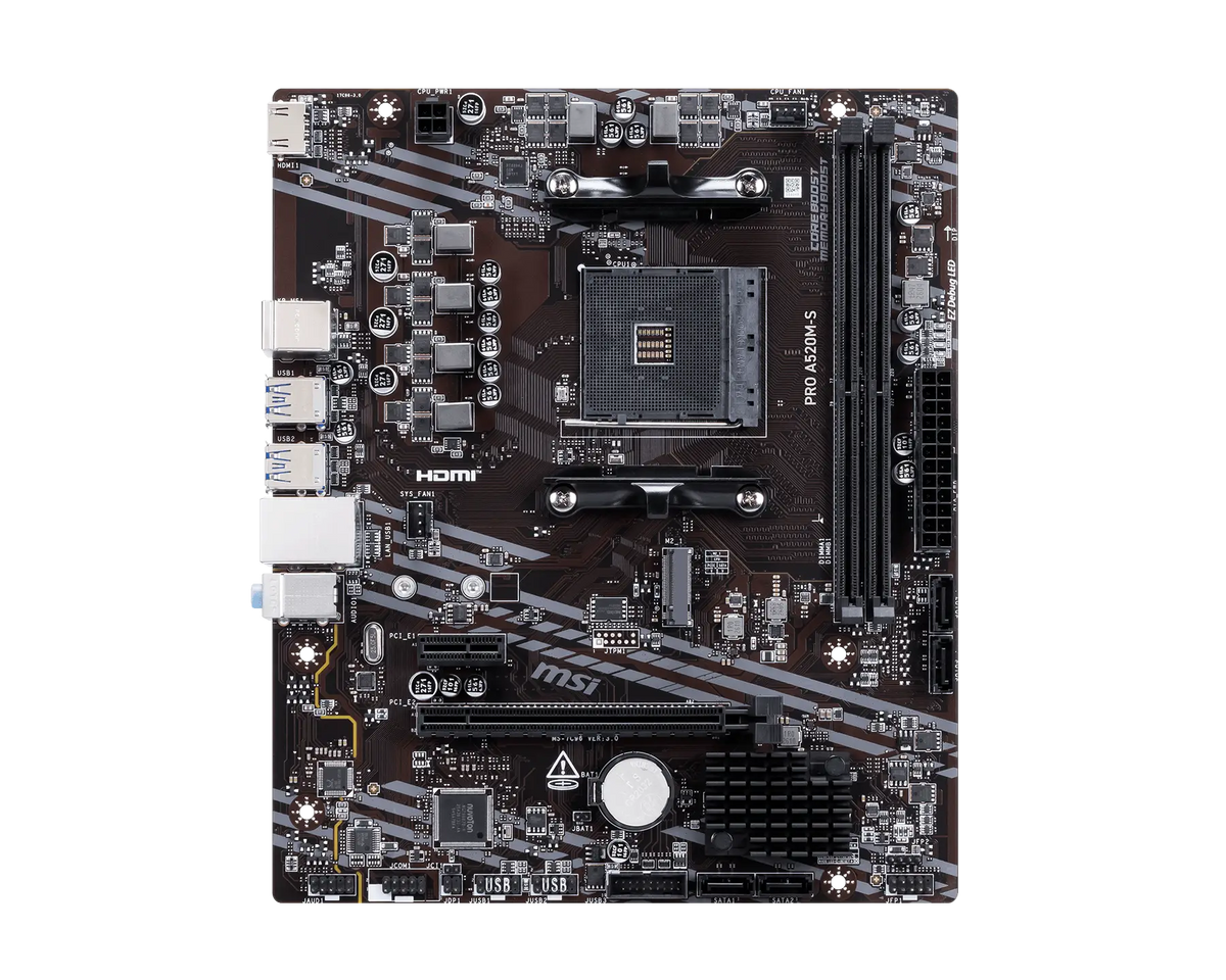 MSI PRO A520M-S bundkort - AM4, micro-ATX