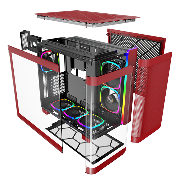 Montech King 95 Pro Rød-  curved glas