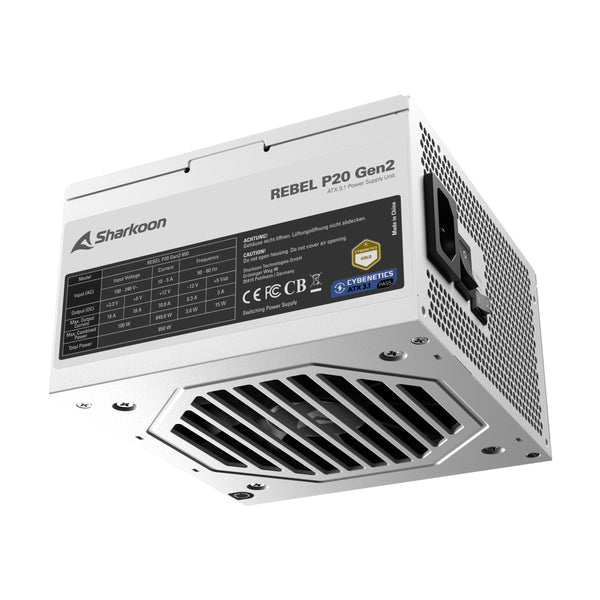 Sharkoon Rebel P20 Gen2 850W strømforsyning – hvid, ATX 3.1