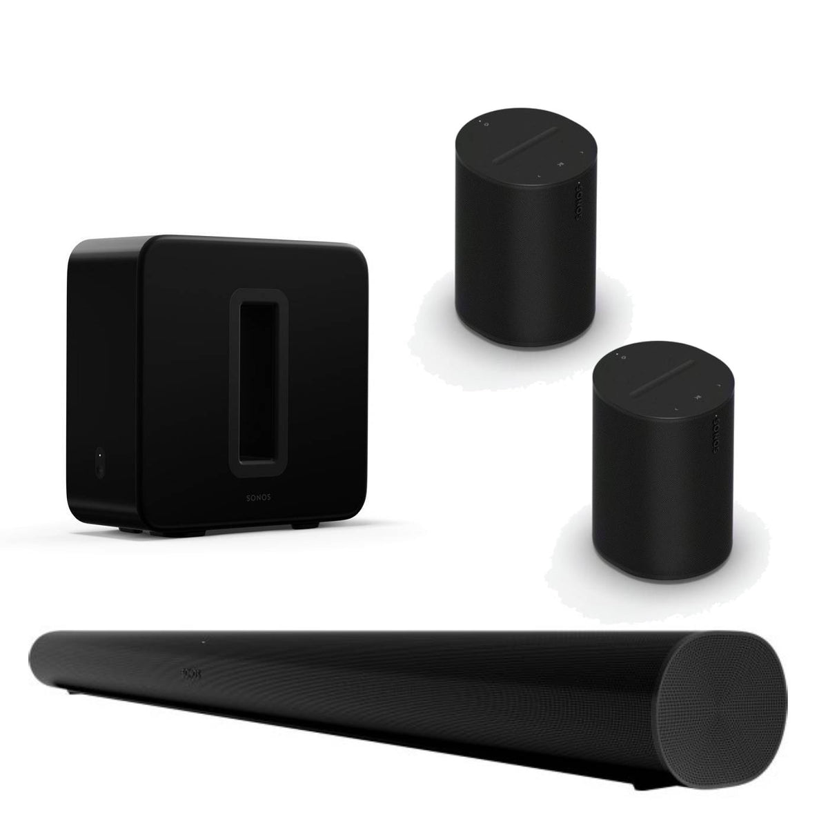 Sonos - 2x Era 100 Sub (Gen 3) & Arc - Bundle - Ultimate Home Audio System - Black Sonos