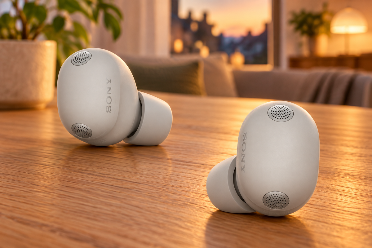 Sony WF-1000XM6 – trådløse in-ear-øretelefoner med støjreduktion – sølv – stemningsbillede