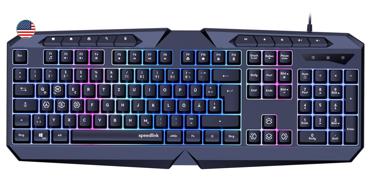 Speedlink - LUDICIUM RGB Rainbow Gaming Tastatur, sort - US Layout