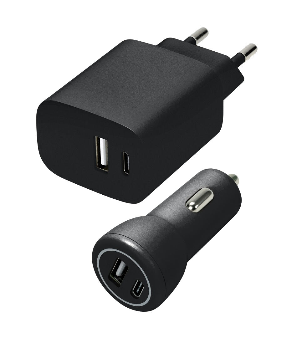 Speedlink - Wall & Car Charger Set USB-A & USB-C 15W, black Speedlink