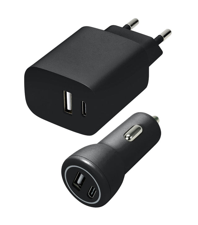Speedlink - Wall & Car Charger Set USB-A & USB-C 15W, black Speedlink