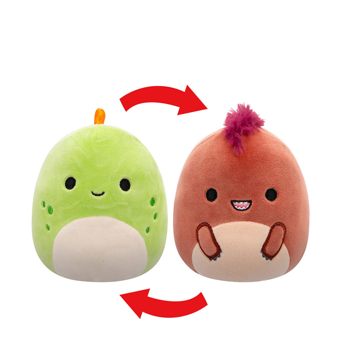 Squishmallows - 13 cm P20 Flip A Mallows - Seanster Velociraptor/Kelly Stegosaurus Squishmallows