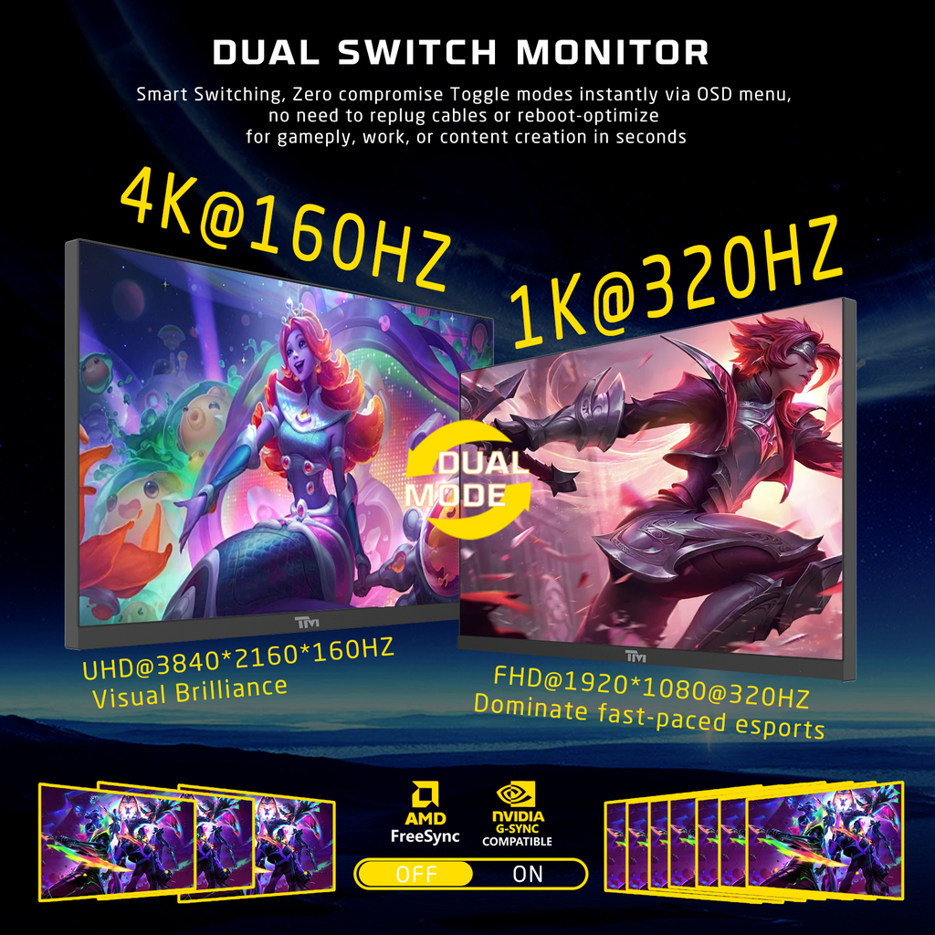 TWISTED MINDS 27” 2K/4K Gaming Skærm – 4K 160Hz / Full HD 360Hz
