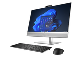 HP EliteOne 870 G9 AiO – 27", Core i9-14900, 64 GB, 1 TB – producentillustration af alt-i-en-PC med tastatur og mus