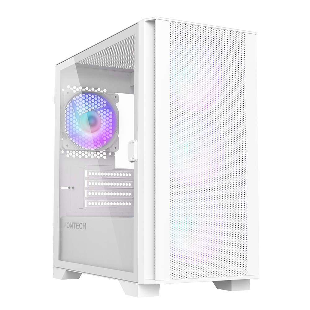 Montech Air 100 ARGB White  - Micro ATX, Tempered glass, 4x ARGB fans included