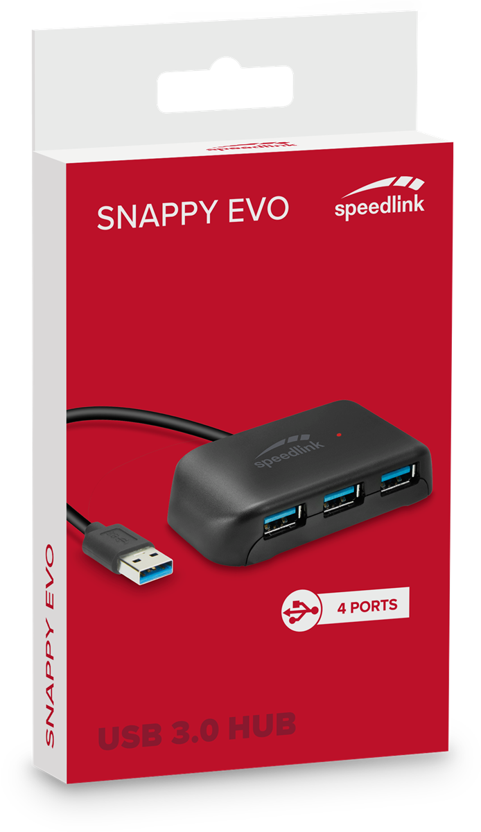 SpeedLink SNAPPY EVO USB Hub, 4-Port, USB 3.0, Passive, black