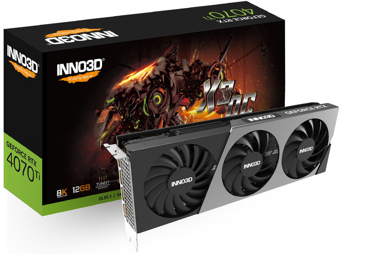 Inno3D GeForce RTX 4070 Ti X3 OC - 12GB GDDR6X RAM - Grafikkort